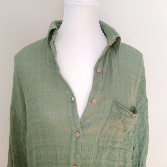 Free People Oversized Billowy Gisabelle Shirt Green Size XS - Picture 4 of 10